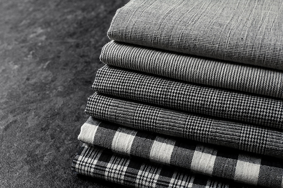 先染め 綿麻クロス チェック/ストライプ 異柄 【コットン リネン 生地