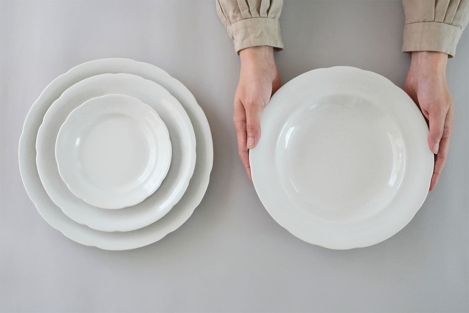 Paperwhite 花リムプレート、花リムスーププレート （フードフォー