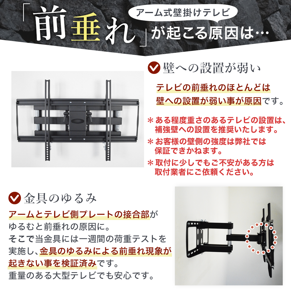 工事業者推薦 壁掛け金具 上下左右角度調節ロングアーム - PRM-P15E