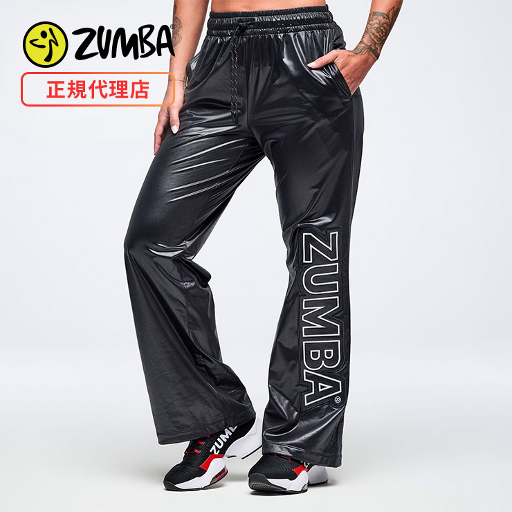 ZUMBA ズンバ 正規品 ウェア レディース パンツ ワイド 艶 ロゴ ロング