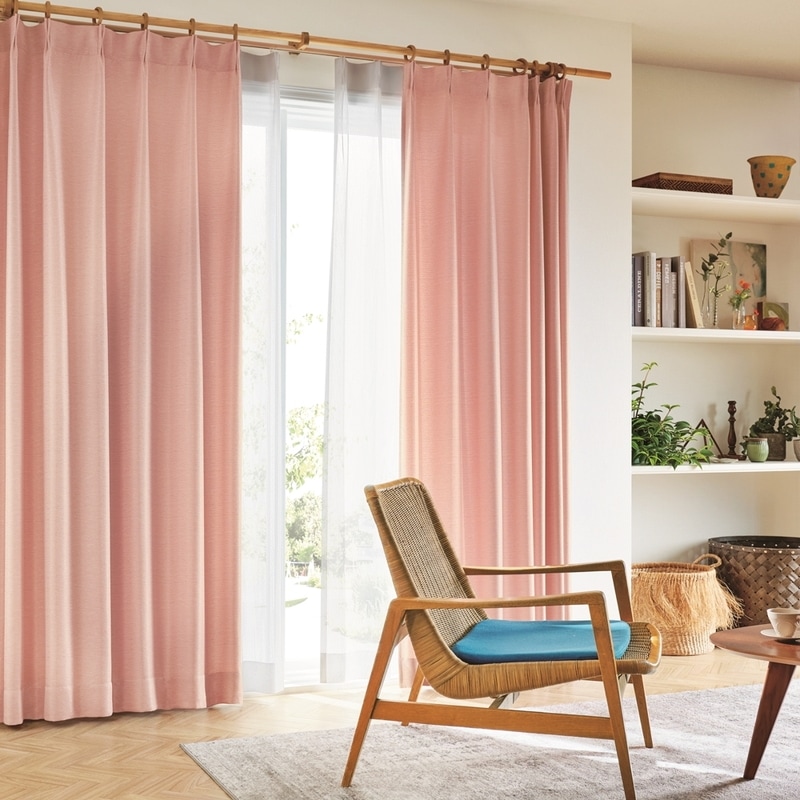 防炎＞優しいカラーの日光をお部屋にとりこむ非遮光カーテン【SI