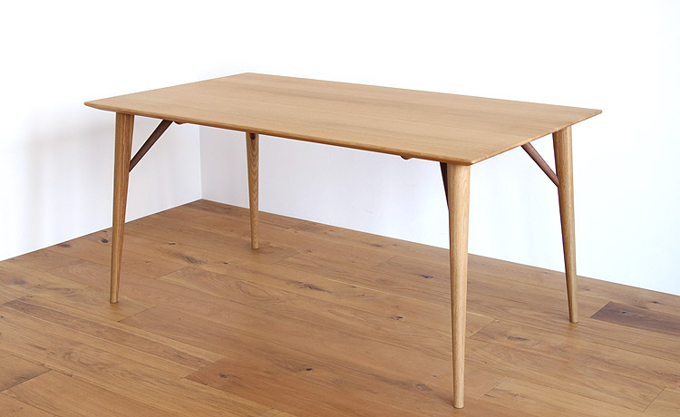 ダイニングテーブル オーク 無垢材 135 150 180 高さ72cm WHITE WOOD