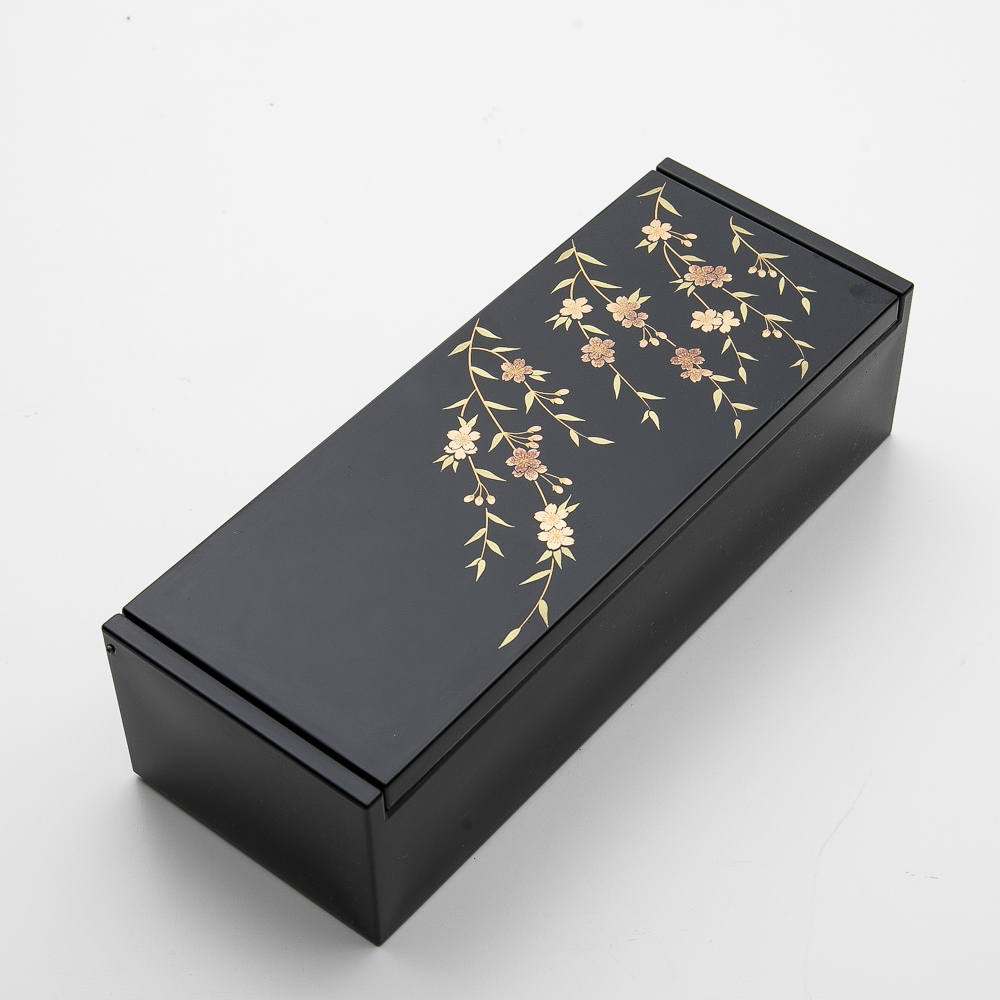 会津塗り 長角ジュエリーボックス 黒 さくら | 和雑貨 | 曲げわっぱと