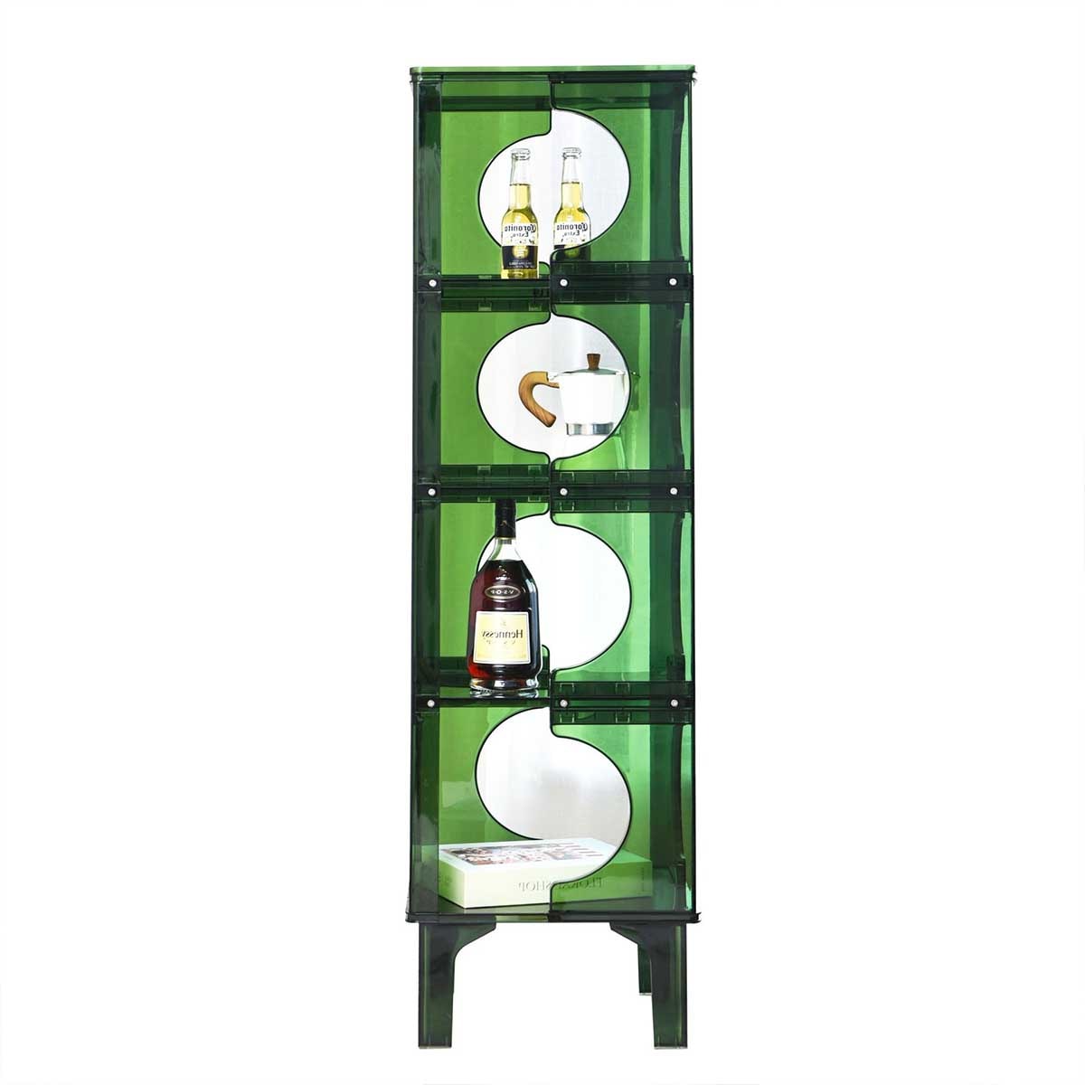 4段] VeroMan クリア 収納棚 グリーン ラック アクリル ディスプレイ