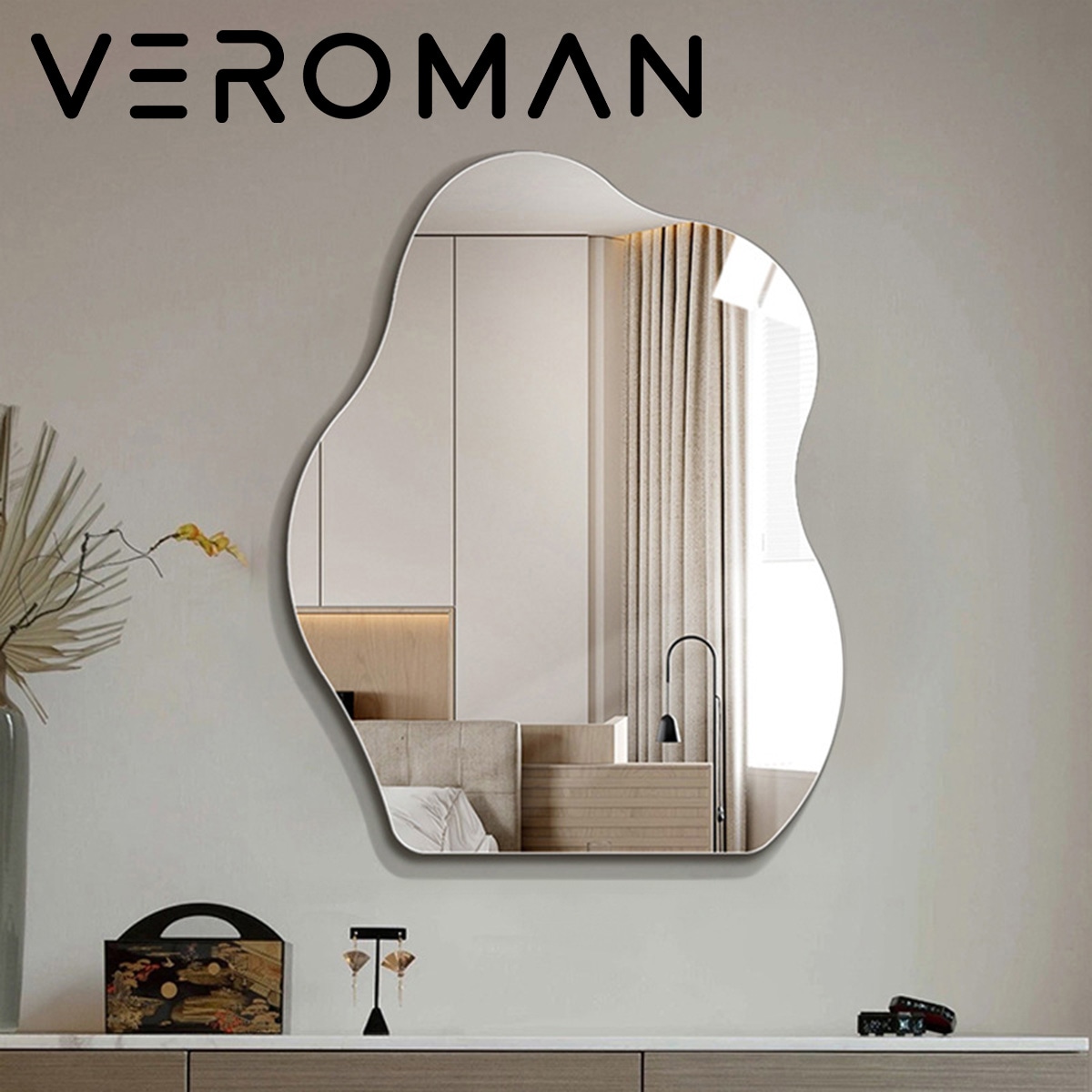 大] VeroMan ウェーブ 波 ミラー 鏡 壁掛けミラー 壁掛け もこもこ 雲
