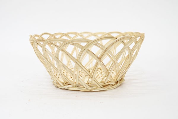 竹製 透かし うろこ編み 丸かご S バスケット 台所 収納