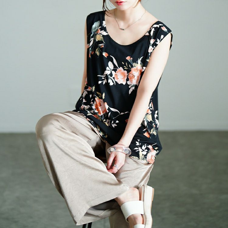 大きいサイズ レディース レトロ花柄タンクトップ sw-0765 【メール便