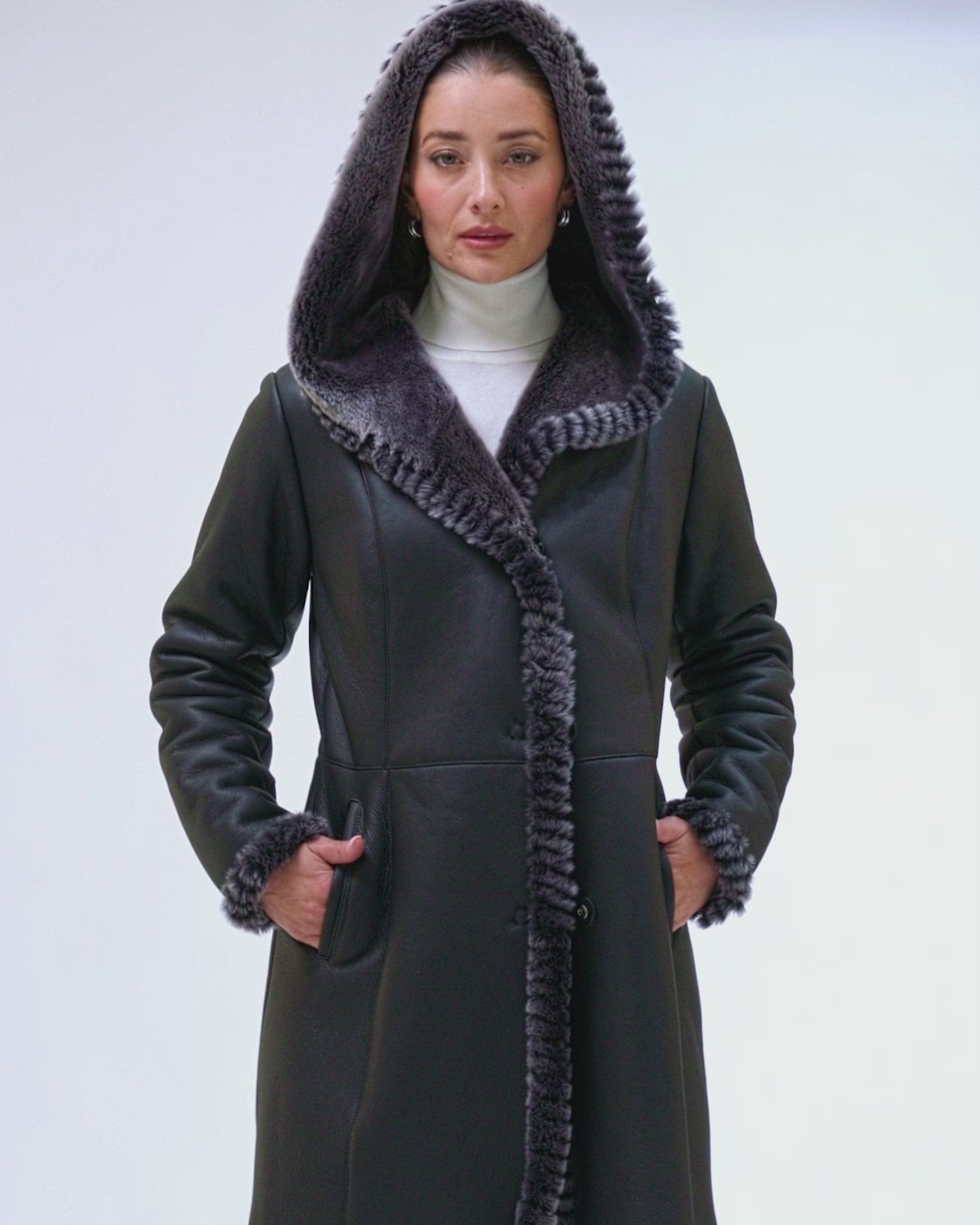 Merino Shearling Lamb Parka with Whipstitch Trim