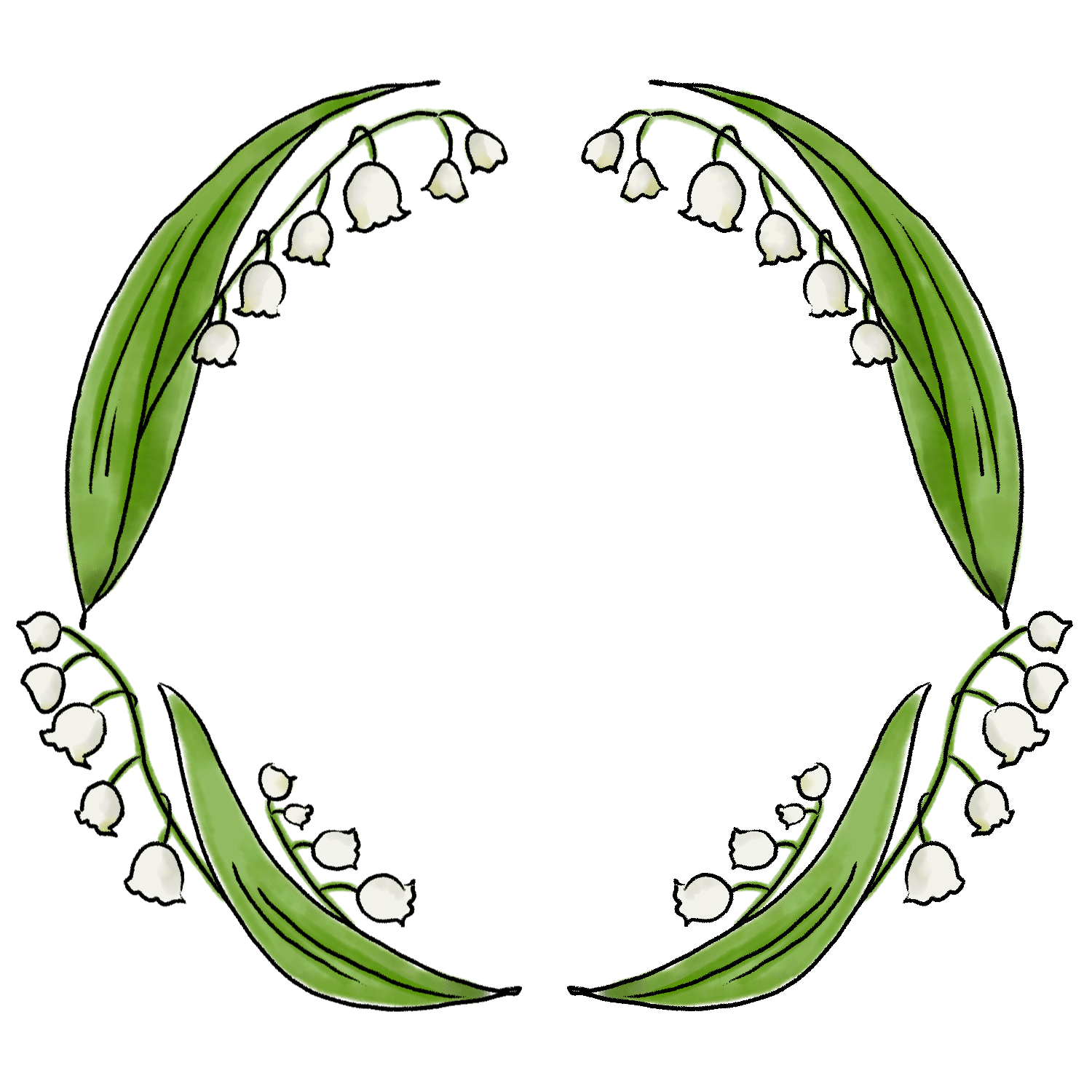 すずらんのイラスト｜フレーム｜01｜フリー素材 - GreenStock40