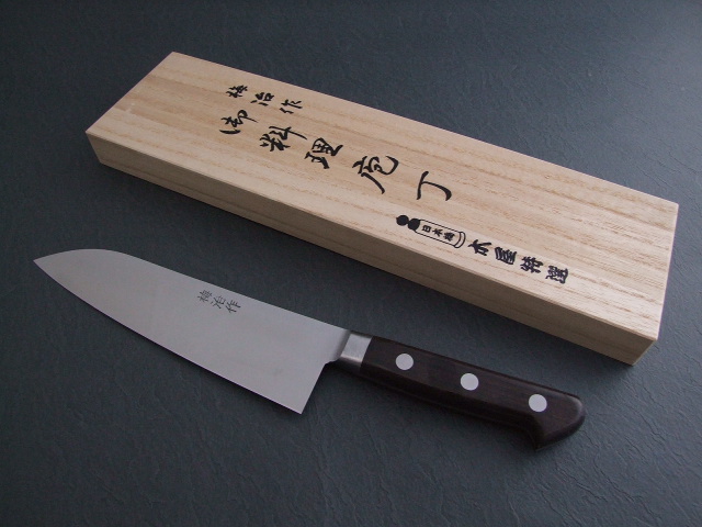 木屋 梅治作 鎌型包丁 鍔付 180mm - 川口金物店