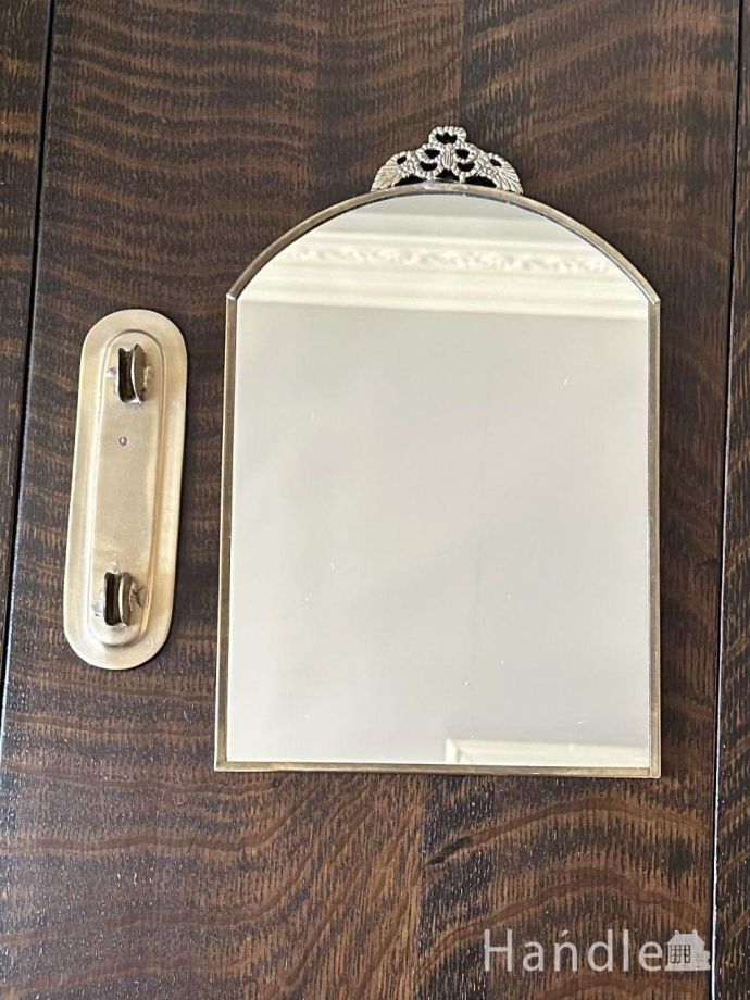 アンティーク調のおしゃれなスタンドミラー、取り外し可能な真鍮製の鏡