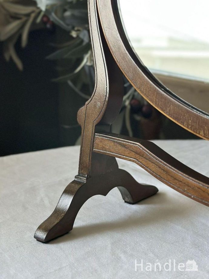 英国アンティークのマホガニー材のスタンドミラー、エドワーディアン