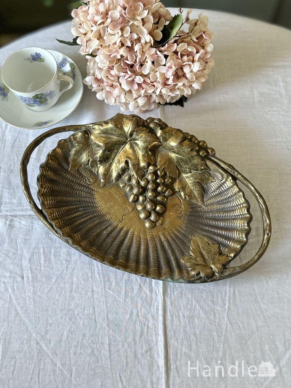 イギリスから届いた美しいアンティークトレイ、象嵌が入ったマホガニー