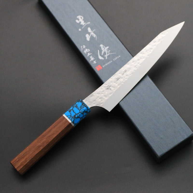 黒崎優 「閃光・鋭」ペティナイフ 150mm ウエンジ柄ターコイズ桂