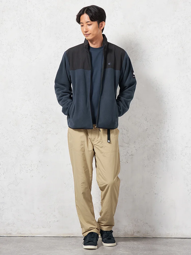 ブラック 【LOGOS-ロゴス-】 布帛切替フリースブルゾン カジュアル