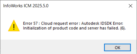 エラー 57: クラウド要求エラー: Autodesk IDSDK エラー: 製品コードと