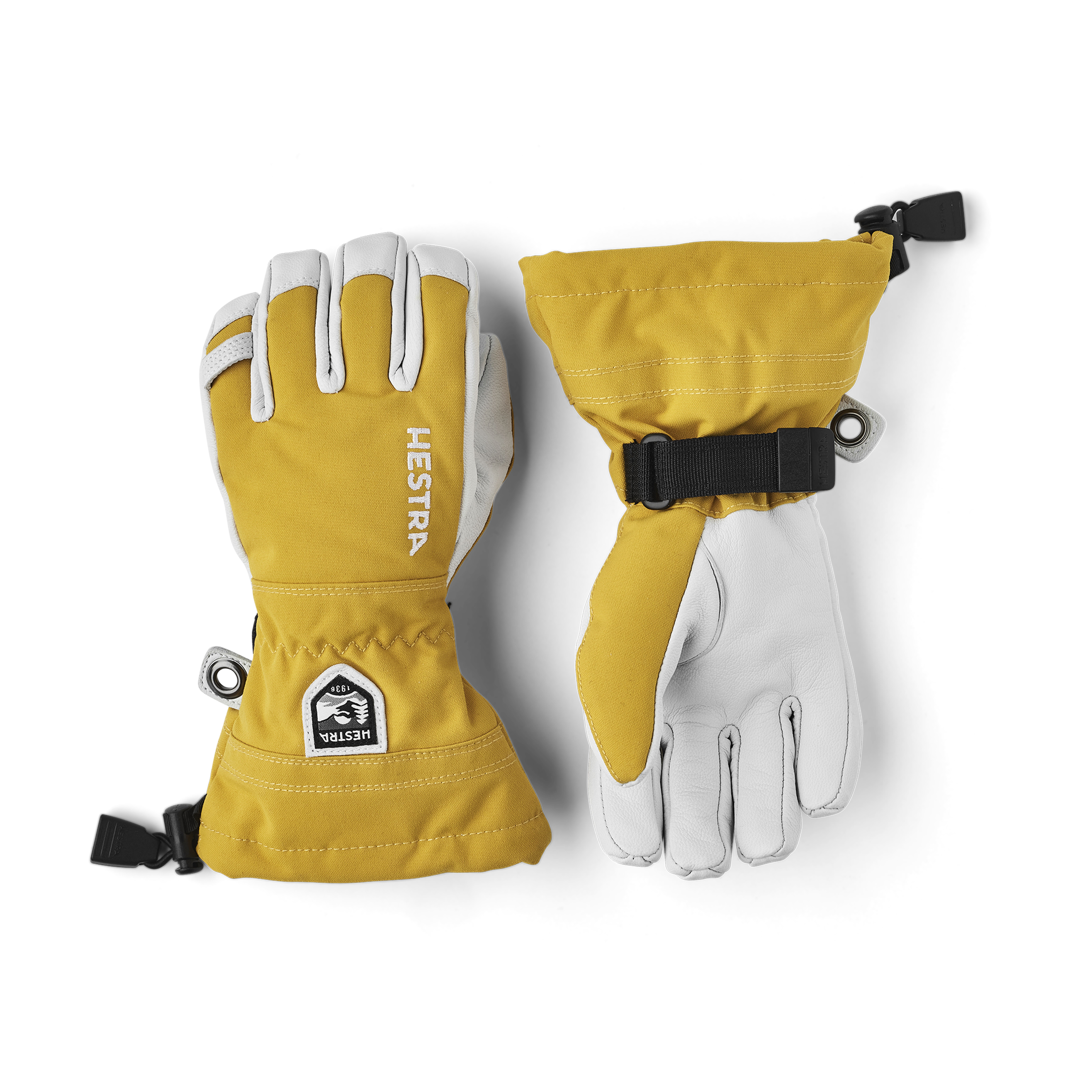 Army Leather Heli Ski Jr. 5-finger - Mustard | Hestra Gloves