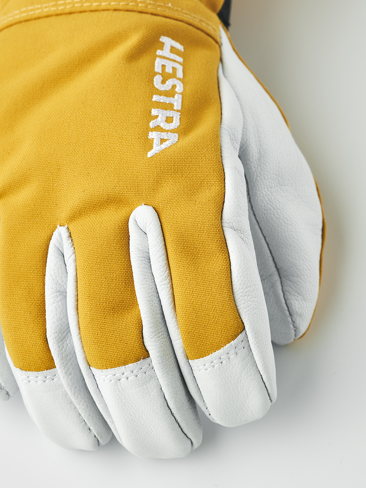 Army Leather Heli Ski Jr. 5-finger - Mustard | Hestra Gloves