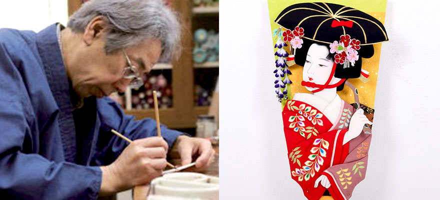 明日香16号 ケース入羽子板 藤娘 むさしや豊山