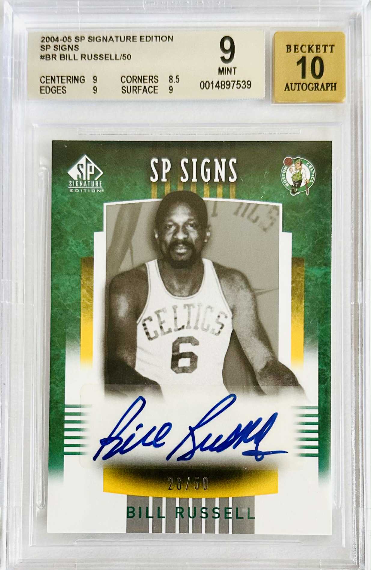 Bill Russell – Karta NBA z Autografem /50 BGS 9 / Auto 10 / POP 1