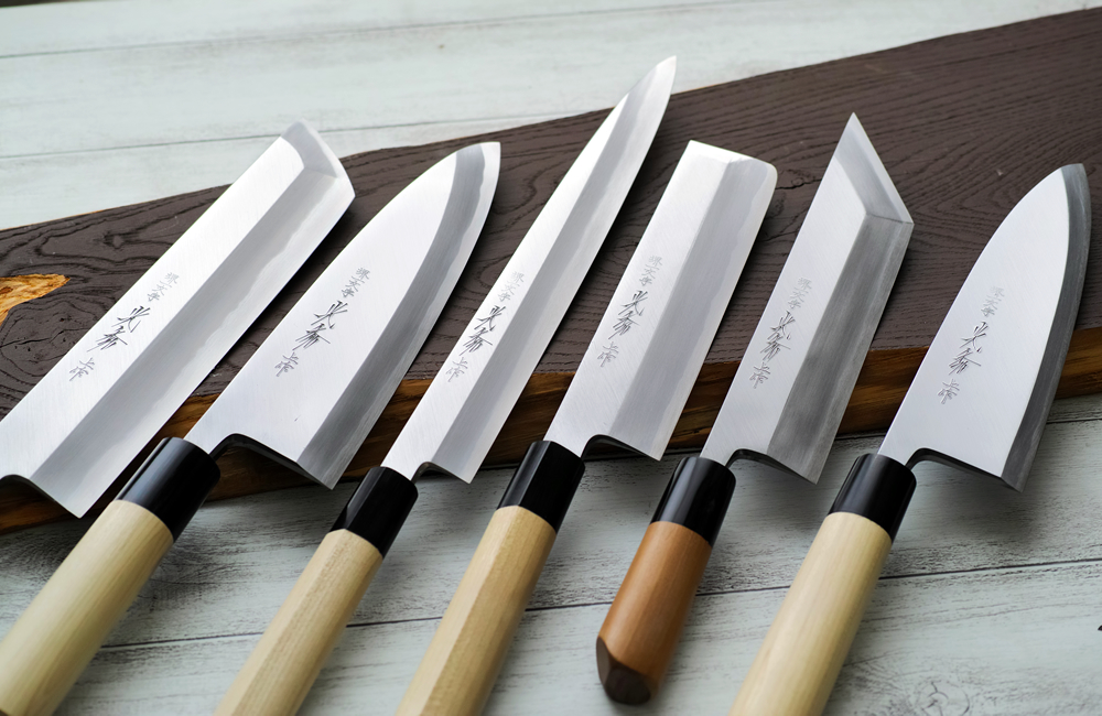 堺一文字光秀 白鋼 霞研 鎌薄刃包丁