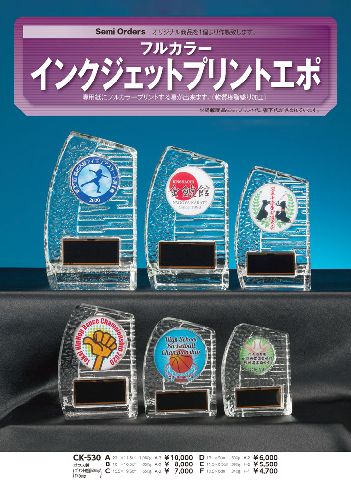 ガラス製 表彰盾 CK-530 オリジナルレリーフ 【40%OFF】【文字代無料】