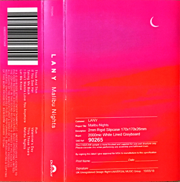 LANY – Malibu Nights – Cassette (Silver, Album), 2018 [r12841666