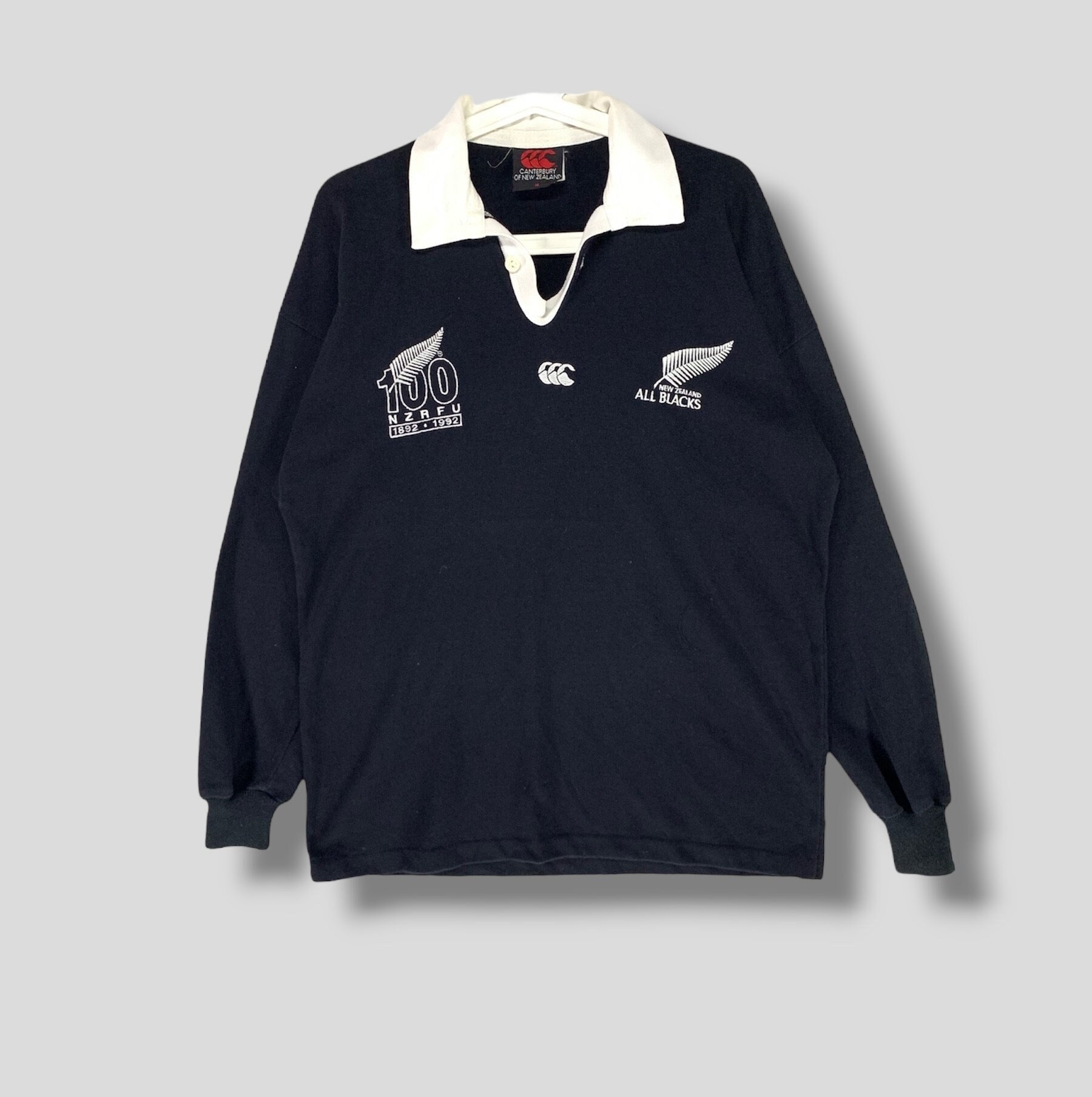 Vintage 90s Canterbury New Zealand All Blacks NZRFU Rugby Jersey