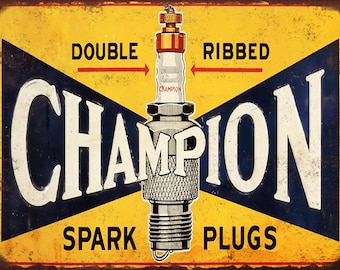 Champion Spark Plug 9x12 Reproduced Aluminum Vintage Sign Garage