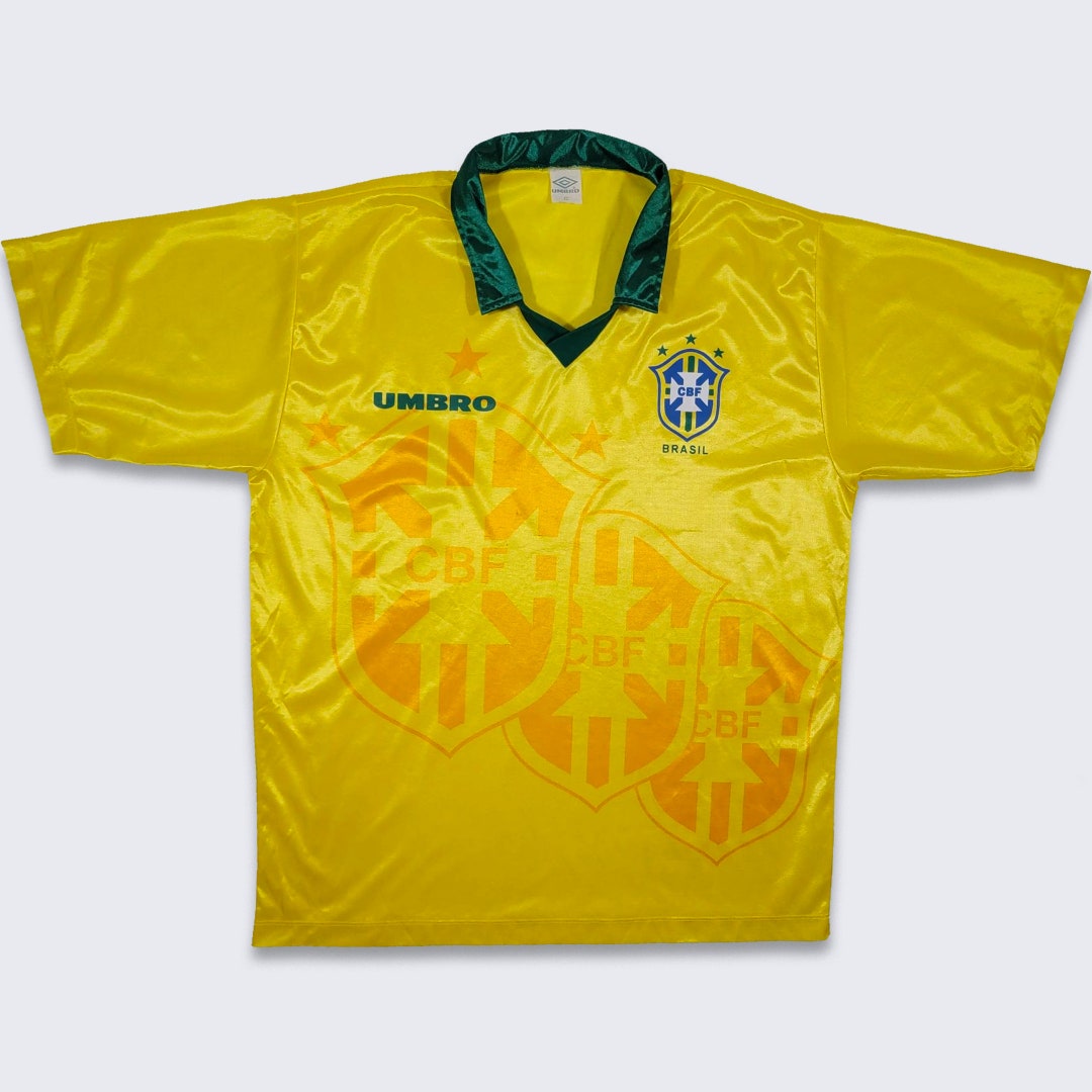 Brazil Brasil Vintage 90s Umbro Soccer Jersey - Yellow & Green