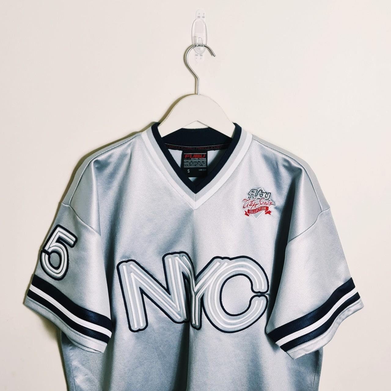 Vintage Y2K 90s 2000s Rare Silver Fubu Jersey. Fubu NYC New York