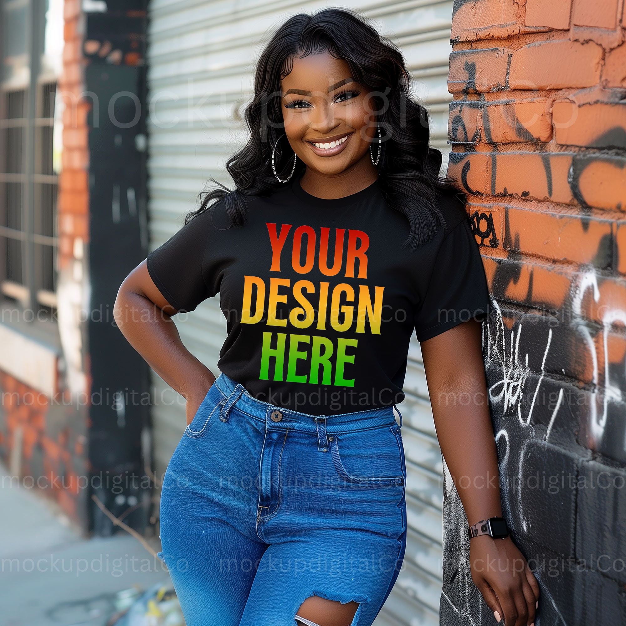 Black Model Mockup, Bella Canvas 3001 Black Tshirt Mockup, 3001