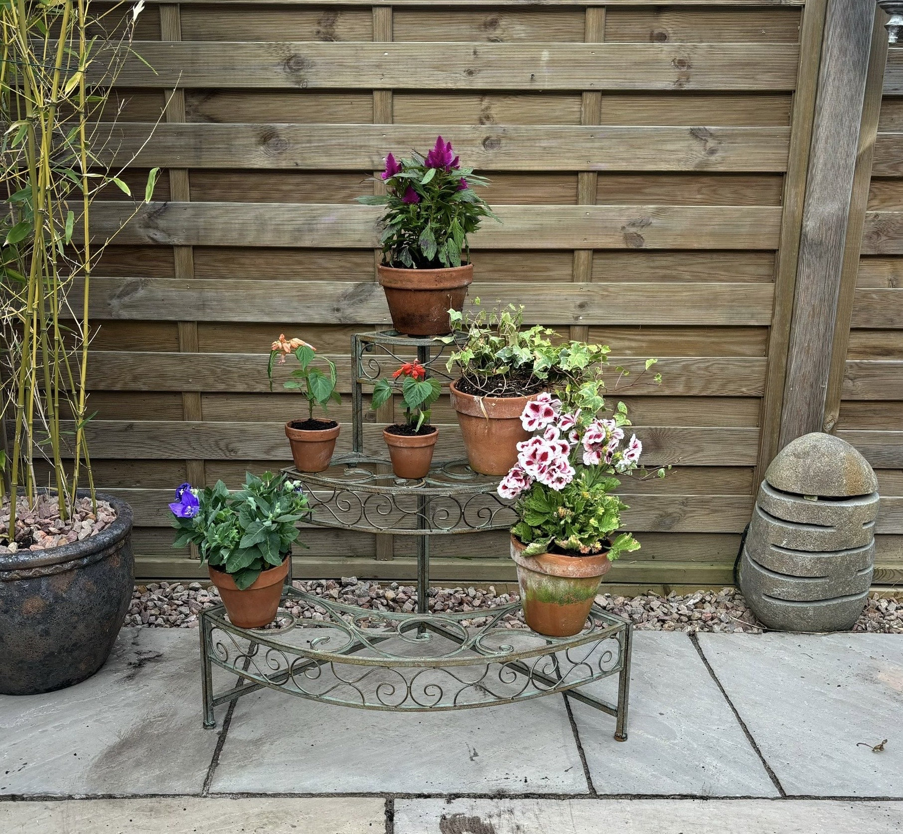 Corner 3 Tier Stepped Large Metal Verdigris (reddish Green