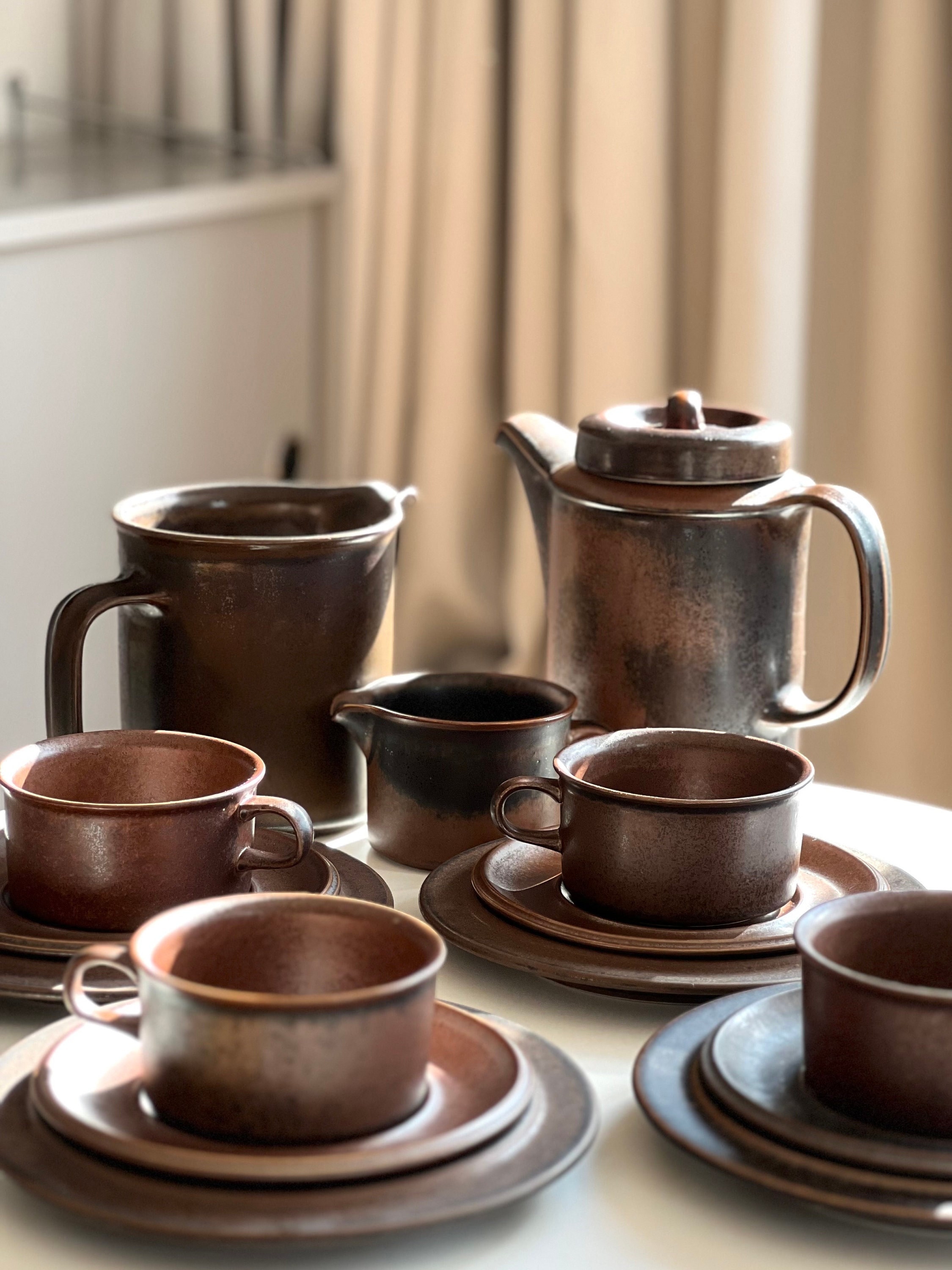 Vintage Arabia Finland Ruska Tea Trio Set: Ulla Procope 1960s