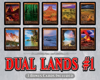 DUAL LANDS Set #1 - Set of 10 MTG Proxy Dual Lands for Commander