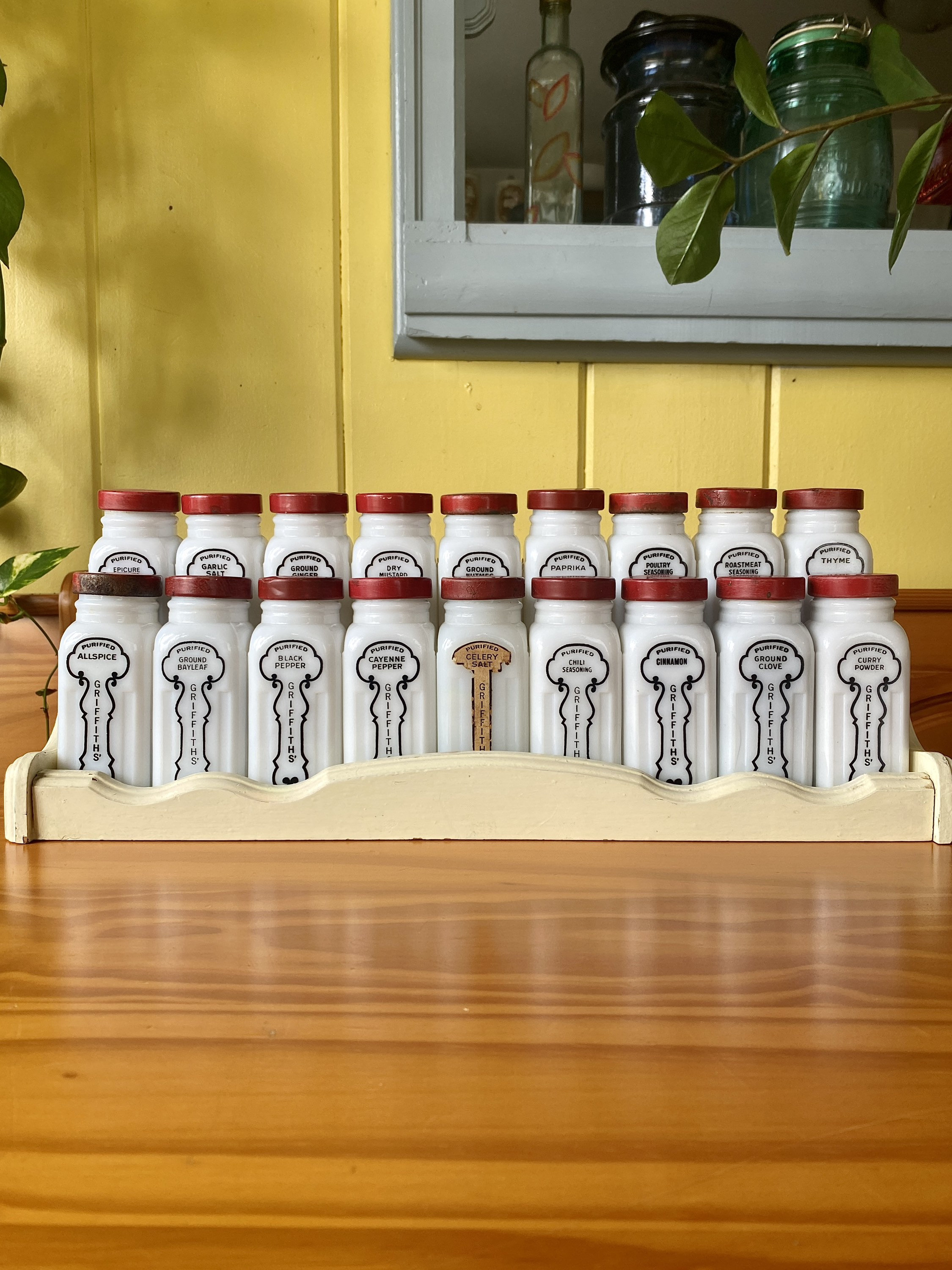 Gorgeous Set of Eighteen Vintage Griffiths Spices With Original