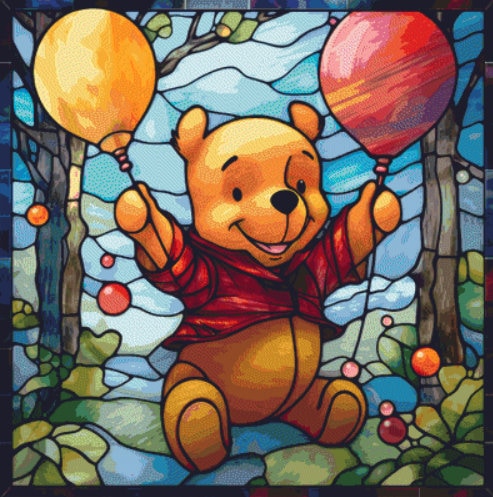 CanvasCoveCAによるステンドグラス「くまのプーさん」クロスステッチ