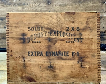 Vintage Dupont Dynamite Crate Replica - for Man-cave, Prop, Decor