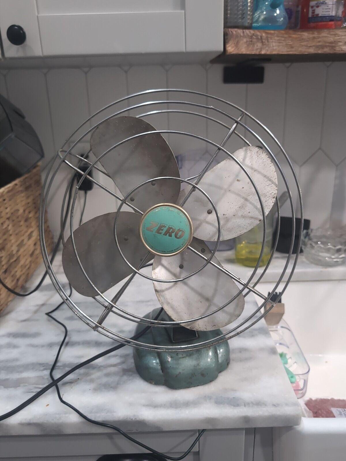 Mcgraw Zero Electric Desk Cage Fan 1275, Four Blade, Vintage Art