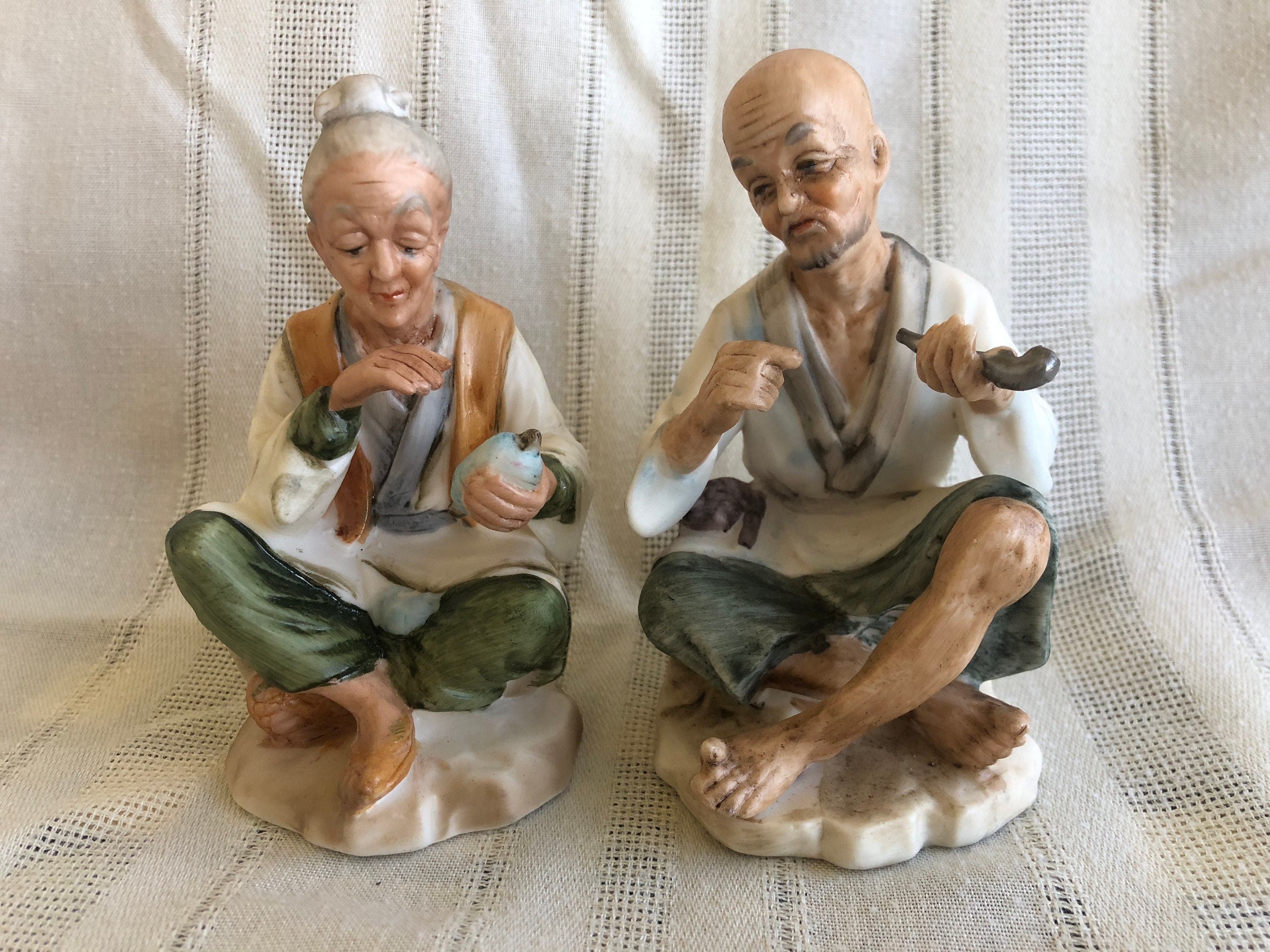 MINT Old Man & Old Woman Asian Vintage, Set of 2, 1970s Norcrest