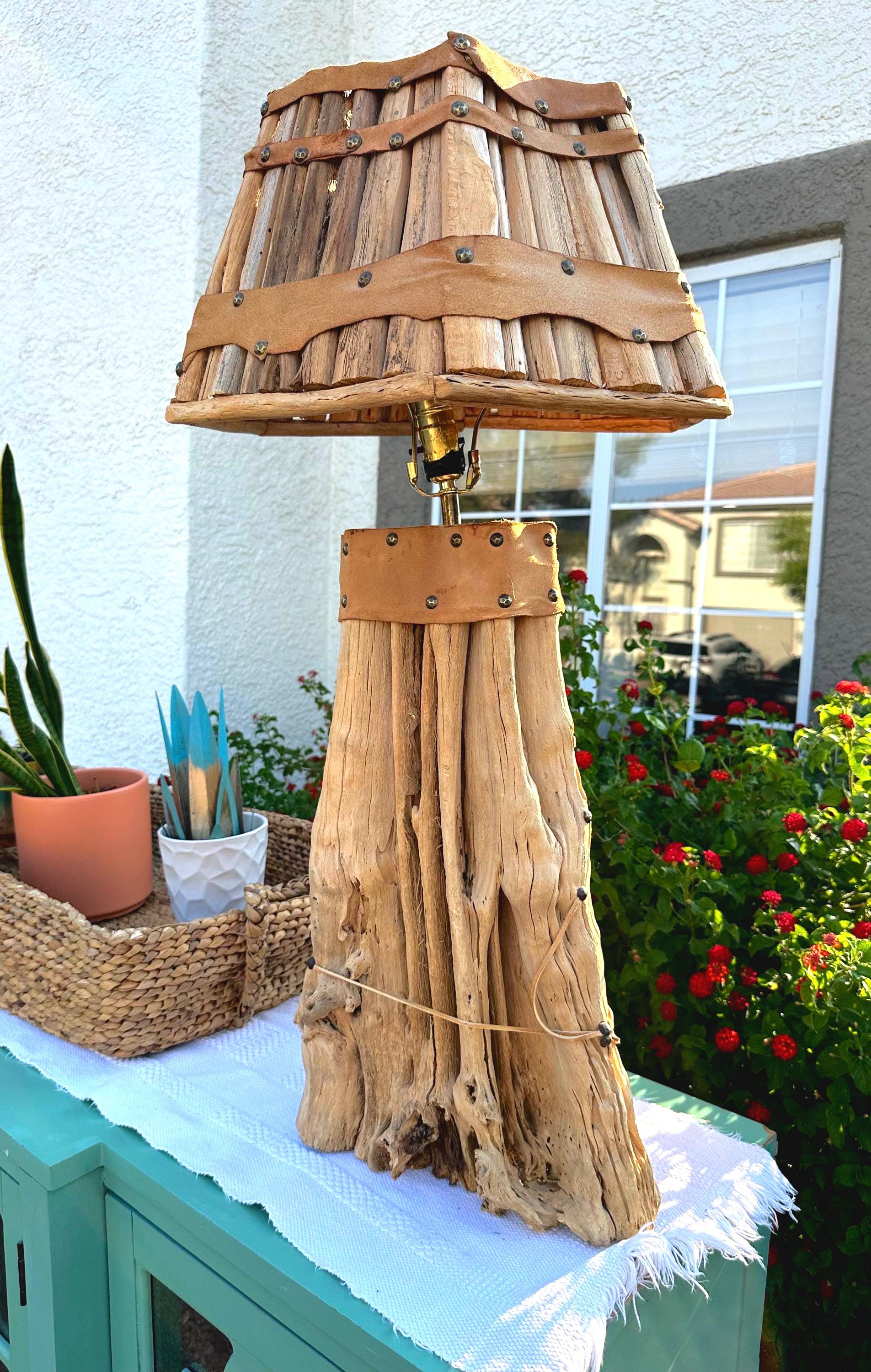 Vintage Rustic Saguaro Cactus Skeleton Table Lamp & Shade Unique