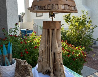 Vintage Rustic Saguaro Cactus Skeleton Table Lamp & Shade Unique