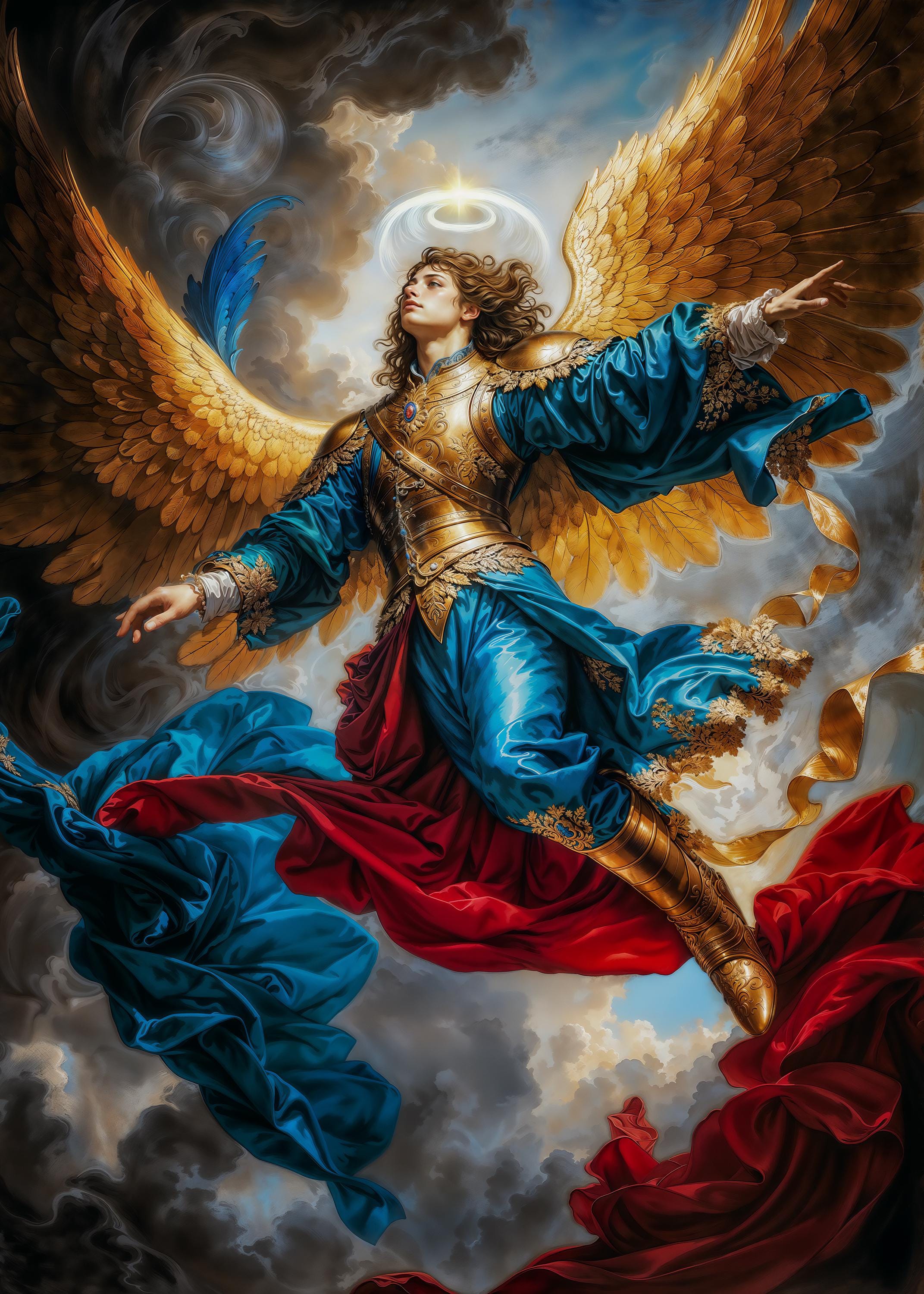 大天使ウリエルのオーロラサンクトゥス、ファンタジーイラスト、即時