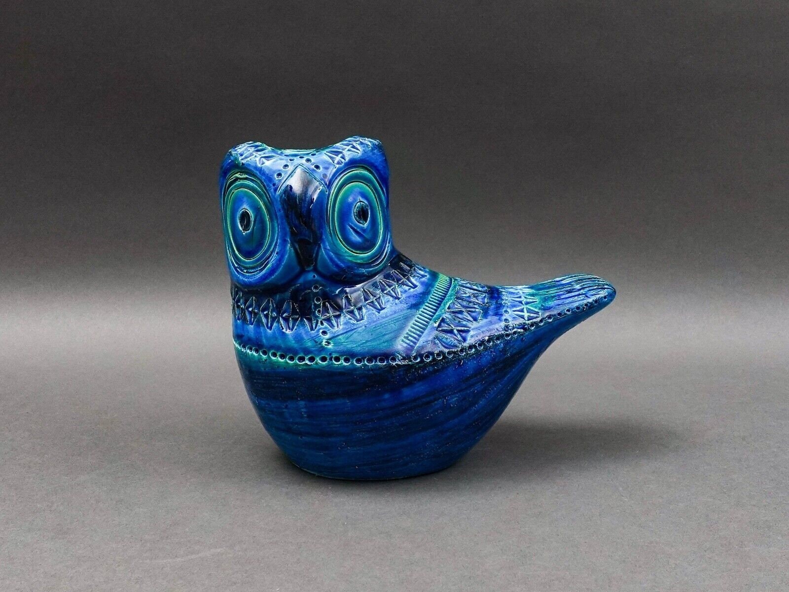 Bitossi Aldo Londi Flavia Montelupo Italy Rimini Blue Owl Bird