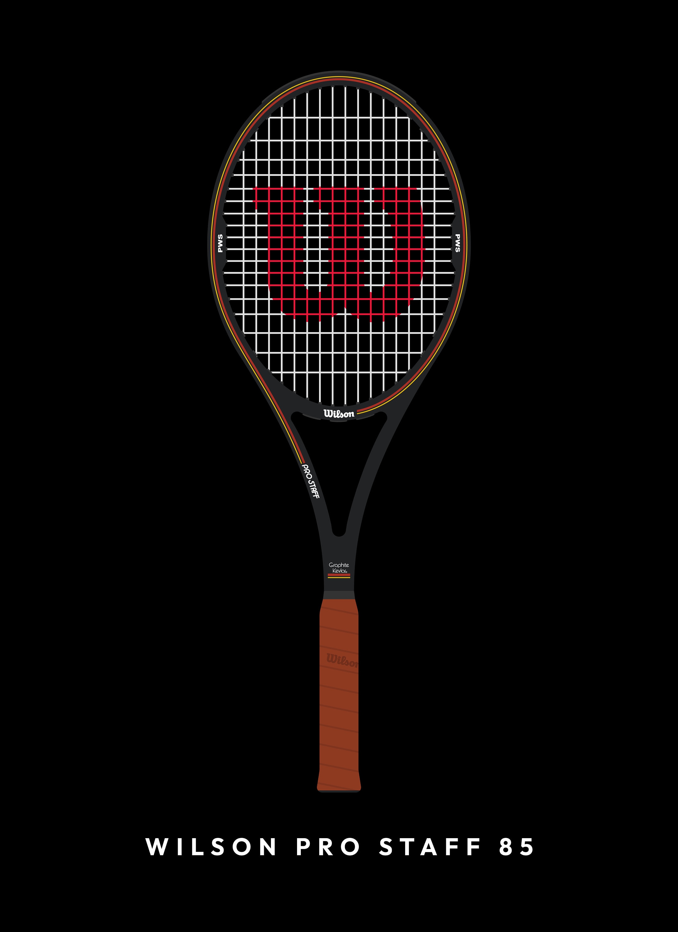 Wilson Pro Staff 85 Tennis Racket Poster, Sports Wall Art (digital