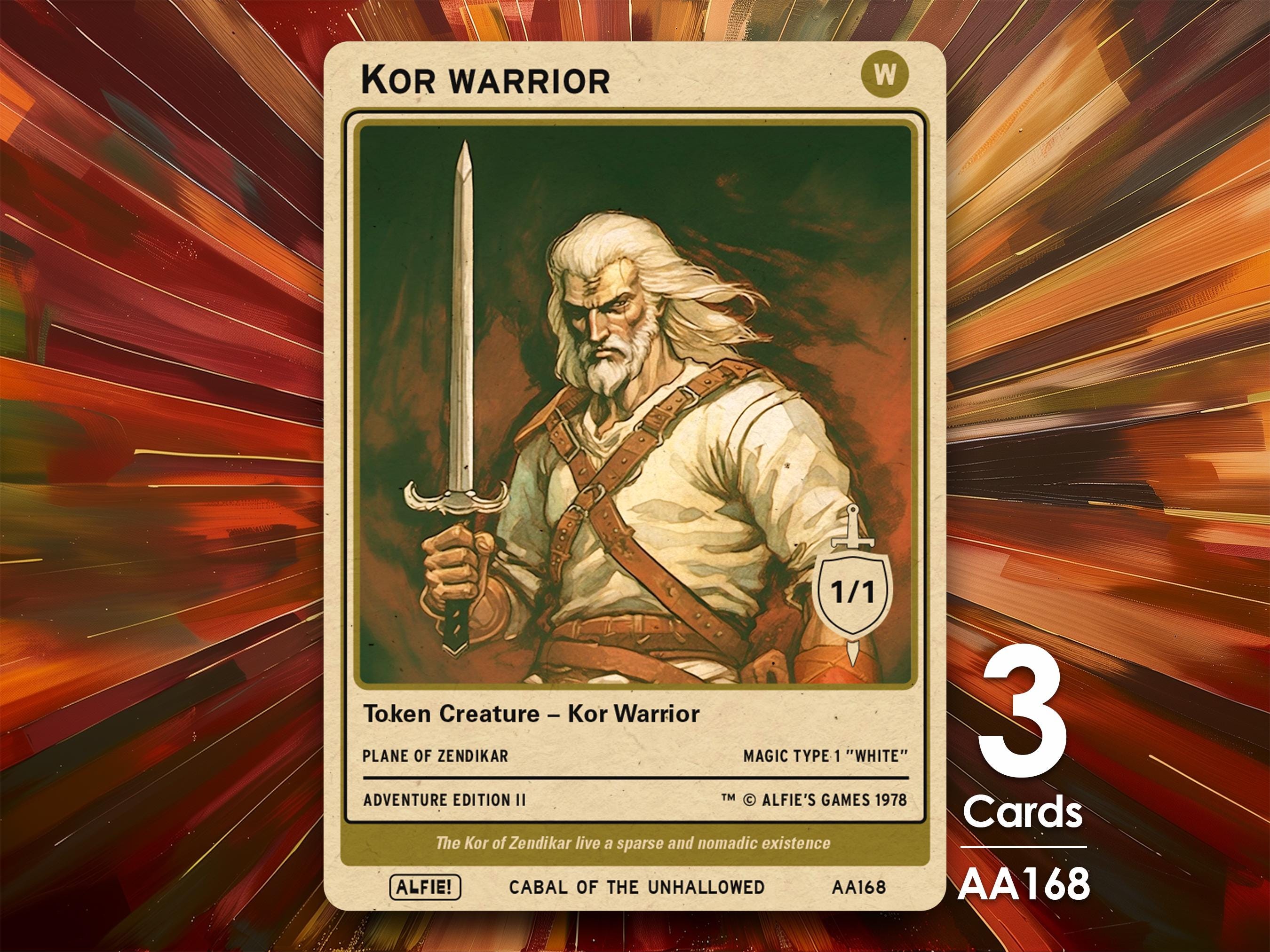 3x Kor Warrior 1/1 MTG Token - Alfie's Adventure by Alfie AA168 - Etsy
