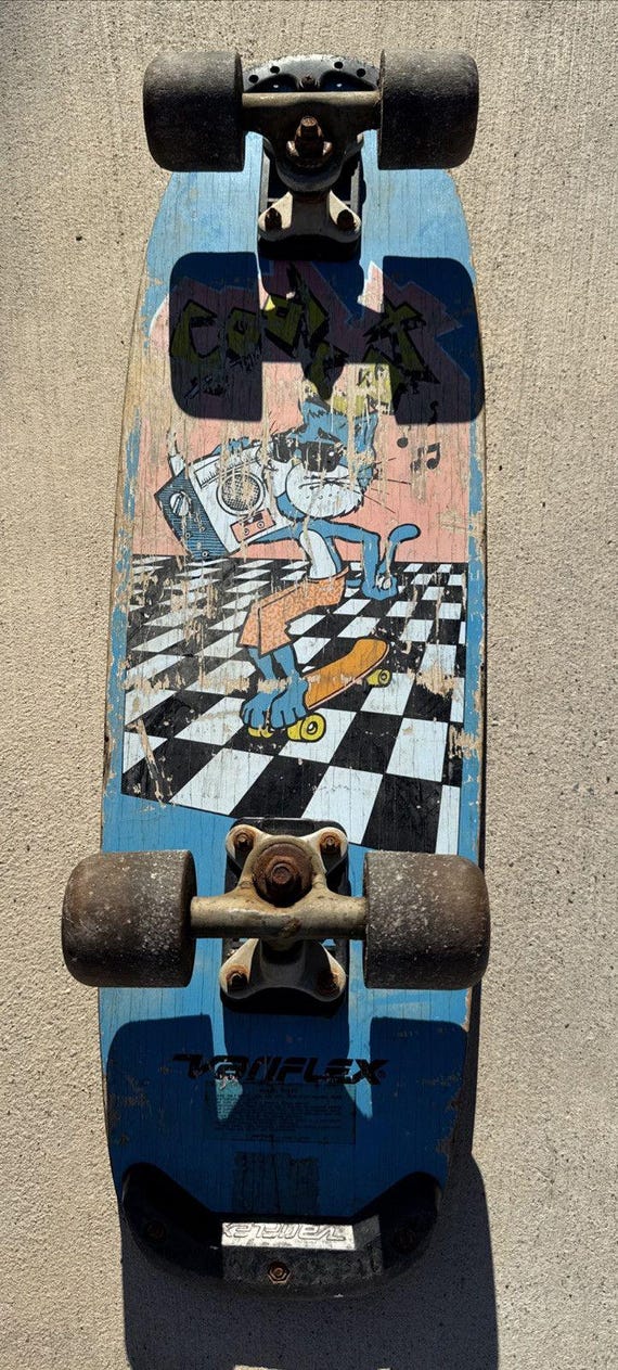 Vintage Cool Cat 1980s Variflex Retro Skateboard Complete Board