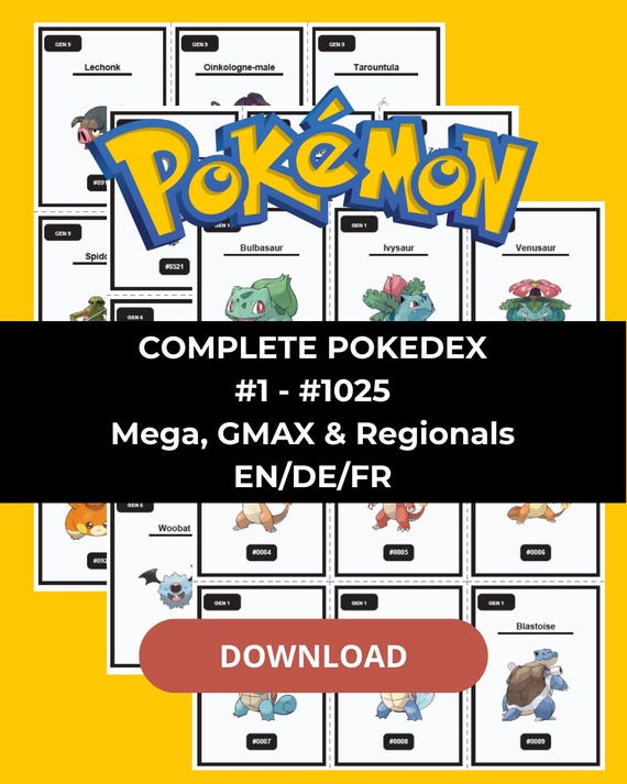 ポケモン全国図鑑1025：印刷可能なバインダーページとプレースホルダー