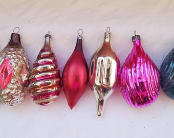 ヴィンテージのクリスマスツリーの飾り、クリスマスの水銀ガラスの