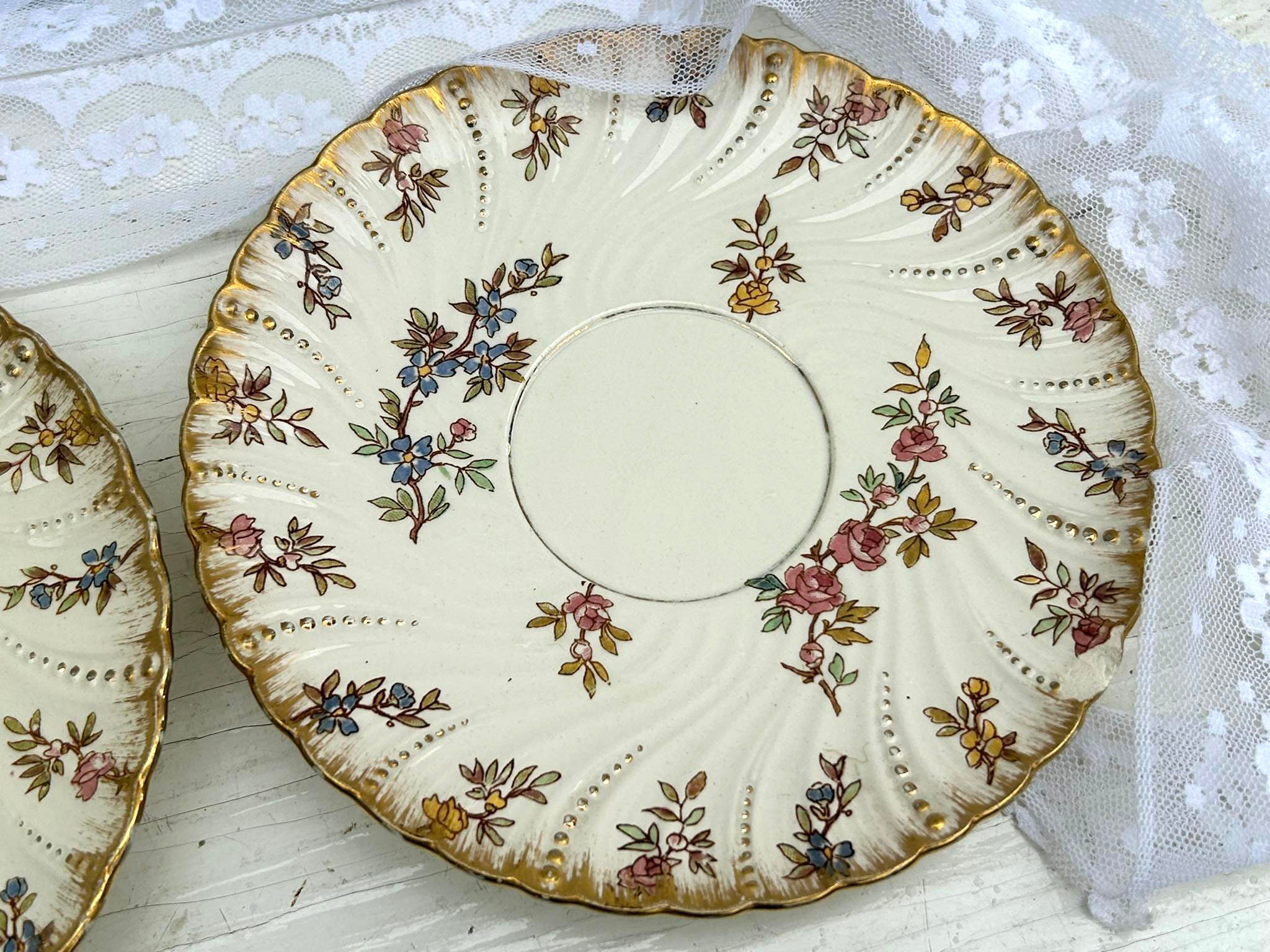Set of 2 Vintage Sarreguemines Coasters - Louis XV - French